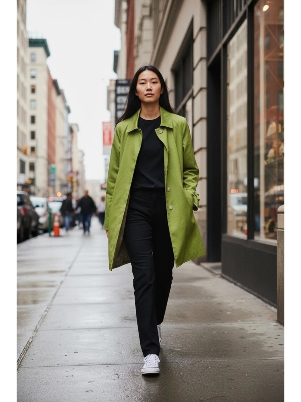 Coach Lime Green Single-Breasted Trench Coat